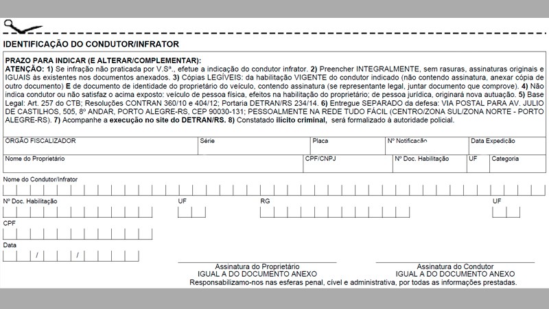 Proprietários de veículos devem estar atentos à correta apresentação de condutor em caso de infração cometida por outra pessoa.