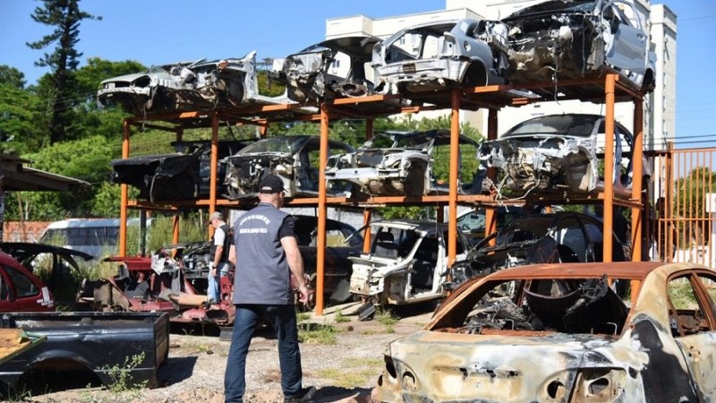 Foto do desmanche irregular alvo da 76ª edição da Operação Desmanche