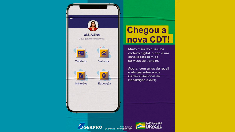 Card ilustrativo da nova versão do aplicativo Carteira Digital de Trânsito