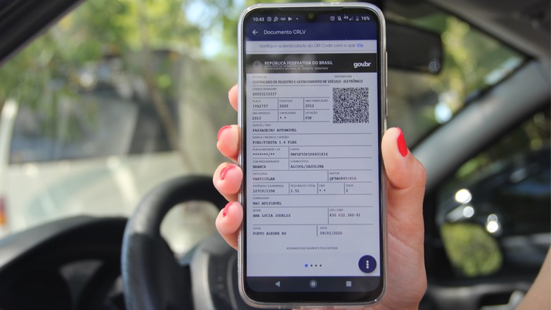 CRLV-e pode ser gerado no app Carteira Digital de Trânsito