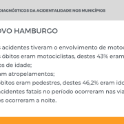 Destaques dos diagnósticos da acidentalidade nos municípios - Novo Hamburgo