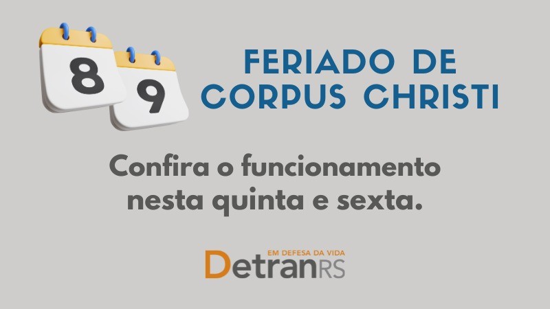 card onde está escrito feriado de corpus christi. Confira o funcionamento nesta quinta e sexta.