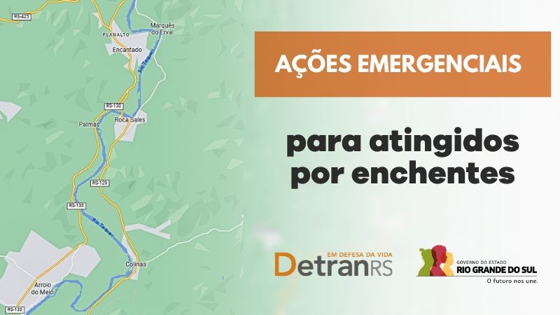 Card com o mapa dos municípios do Vale do Taquari e o texto: Ações emergenciais para atingidos por enchentes