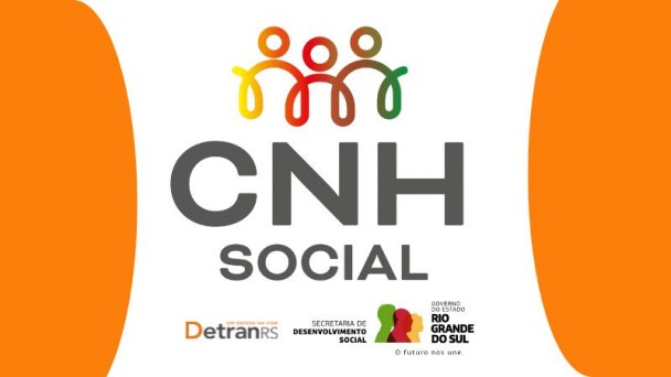 Card colorido com logo da CNH Social, Goveno do RS, DetranRS e Sedes